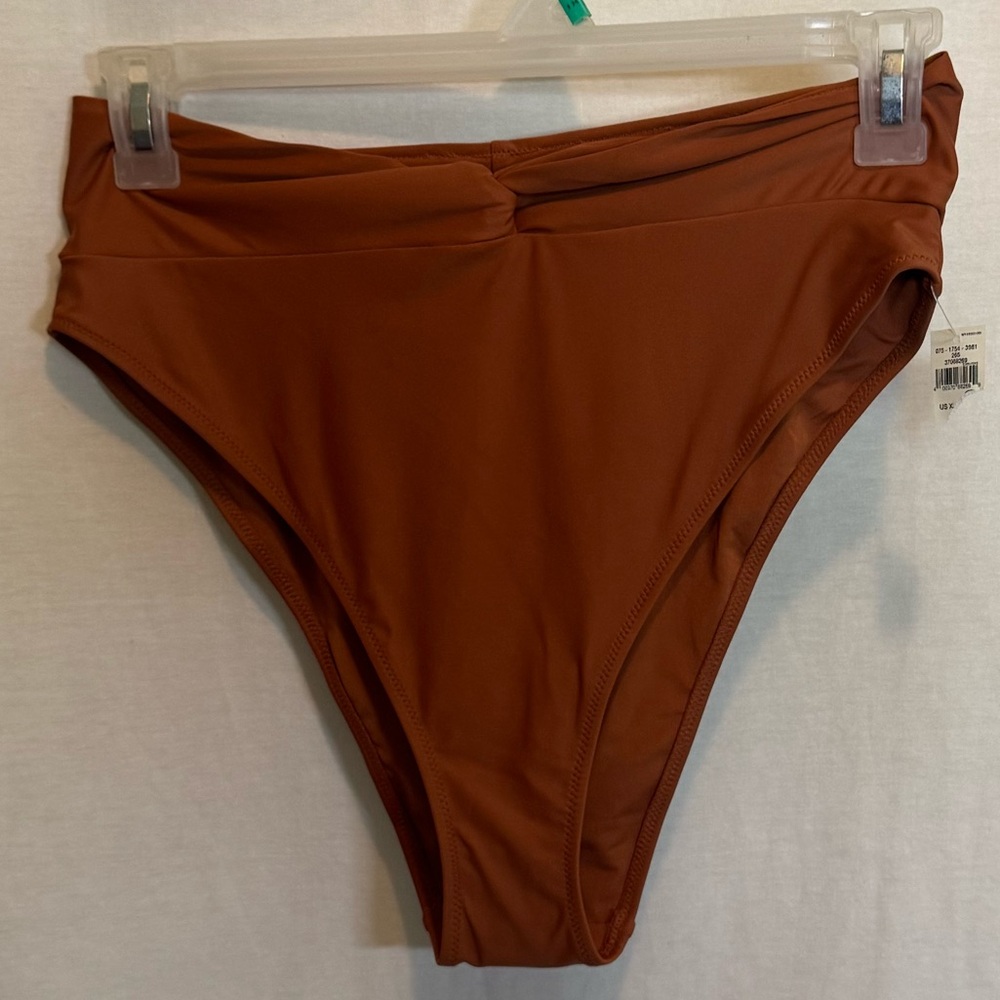 AA-485 Aerie NWT High Cut Cheeky Brown Lined‎ Summer Swim Bikini Bottoms Size XL